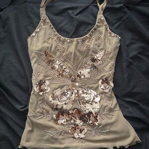 Princess Polly Sequin Butterfly Camisole - Tan